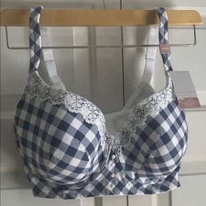 The cotton cacique collection gingham lightly lined t-shirt bra size 40 DDD